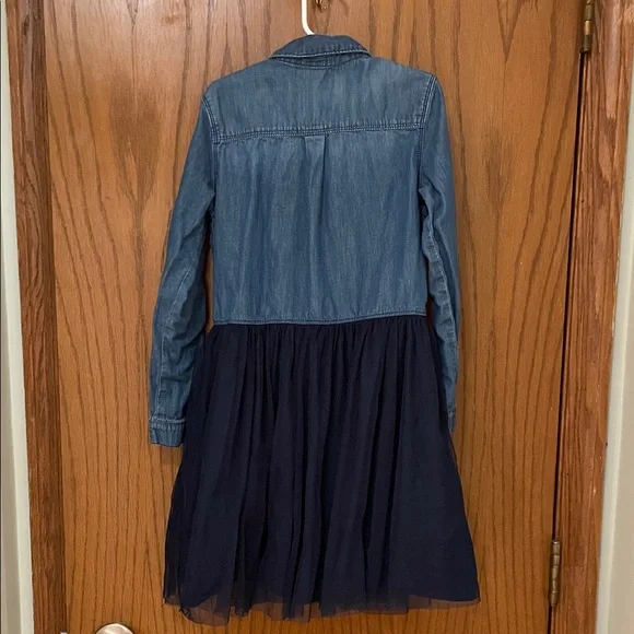 OshKosh B'gosh UGC Girls Size 10 Denim Chambray and Navy Tulle Dress - Picture 9 of 11
